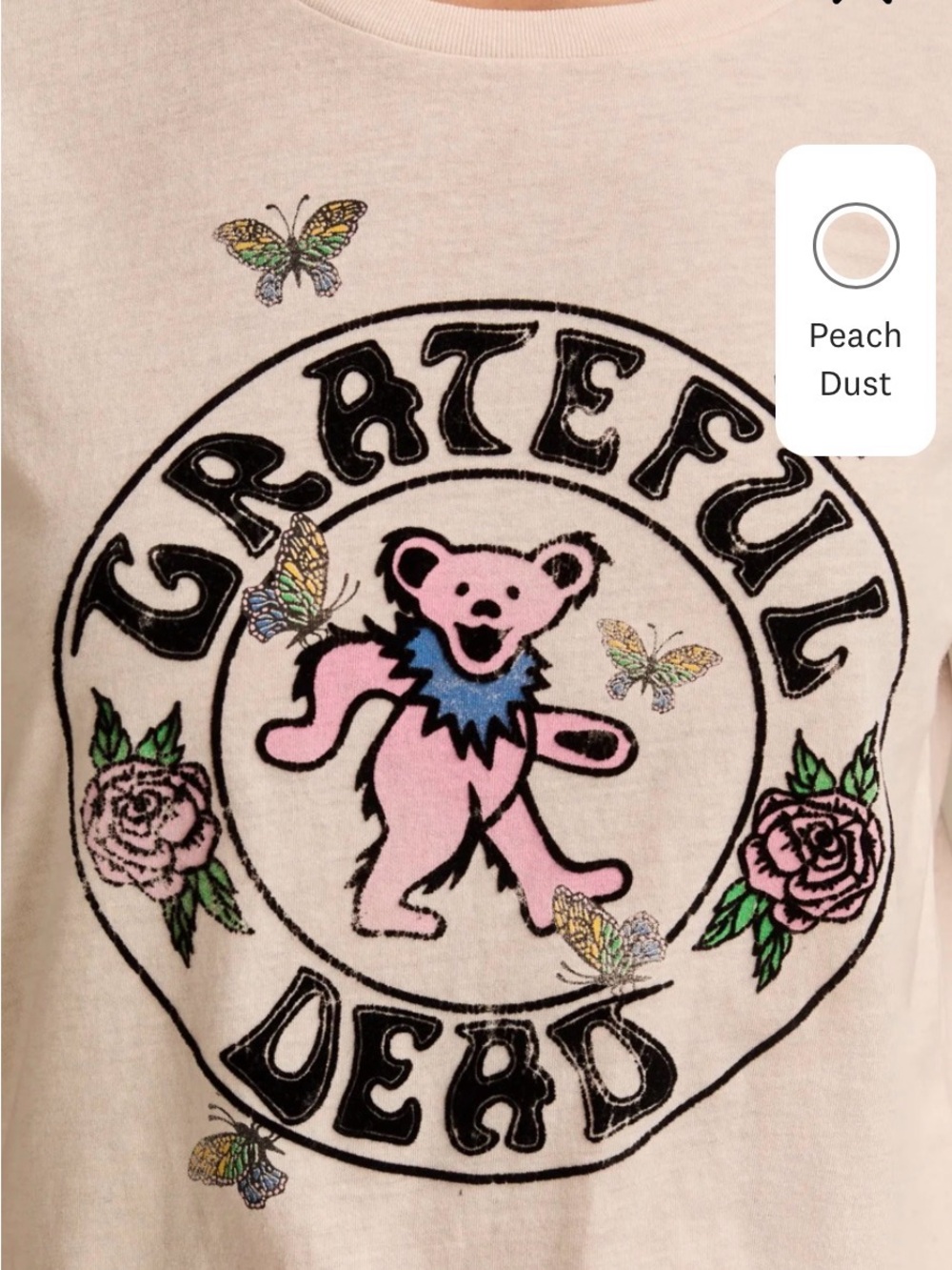 Lucky Brand Grateful Dead Butterflies Classic Crew in Peach Dust, XL, NWT - Picture 2 of 9